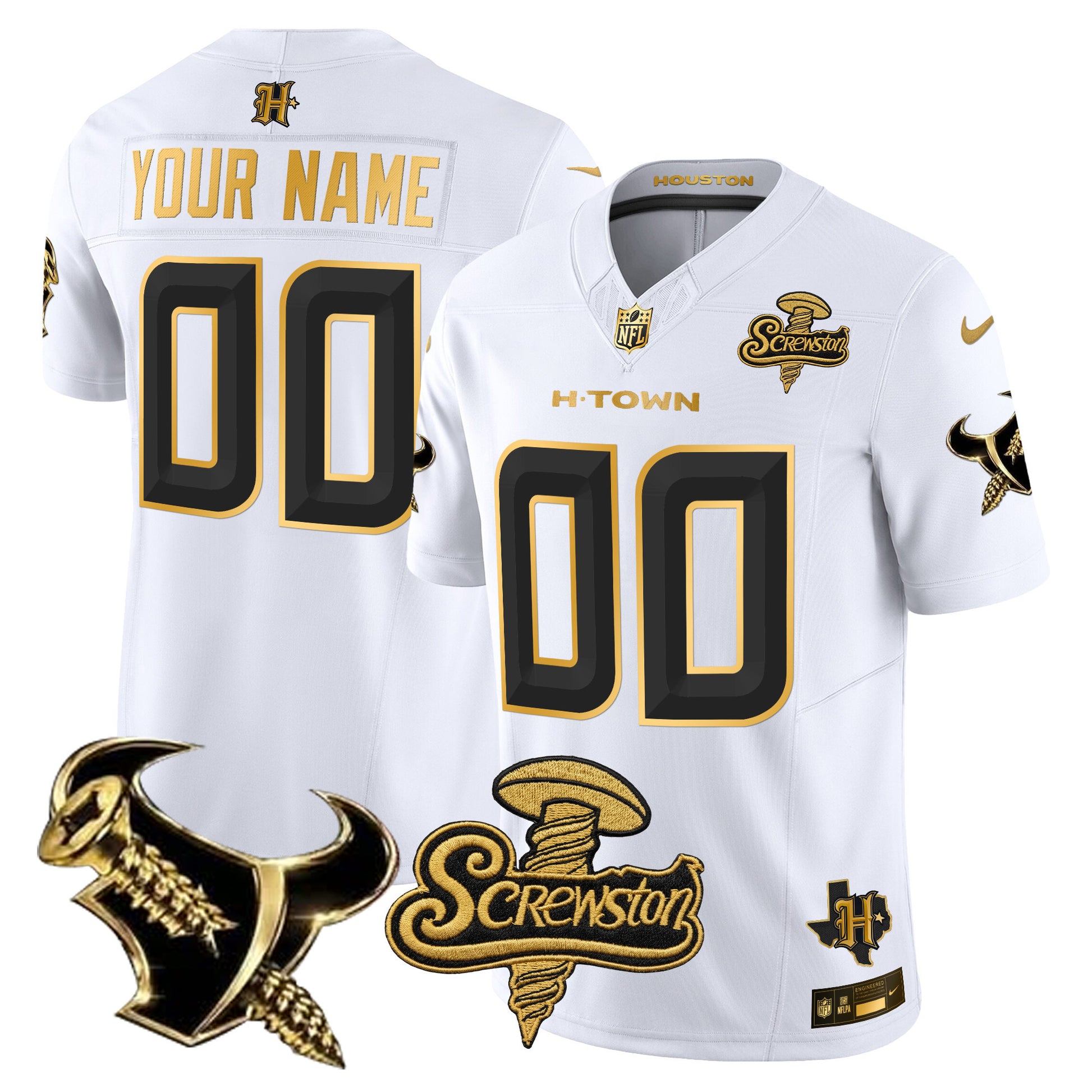 Houston Texans DJ Screw Gold Vapor Limited Custom Jersey - Stitched