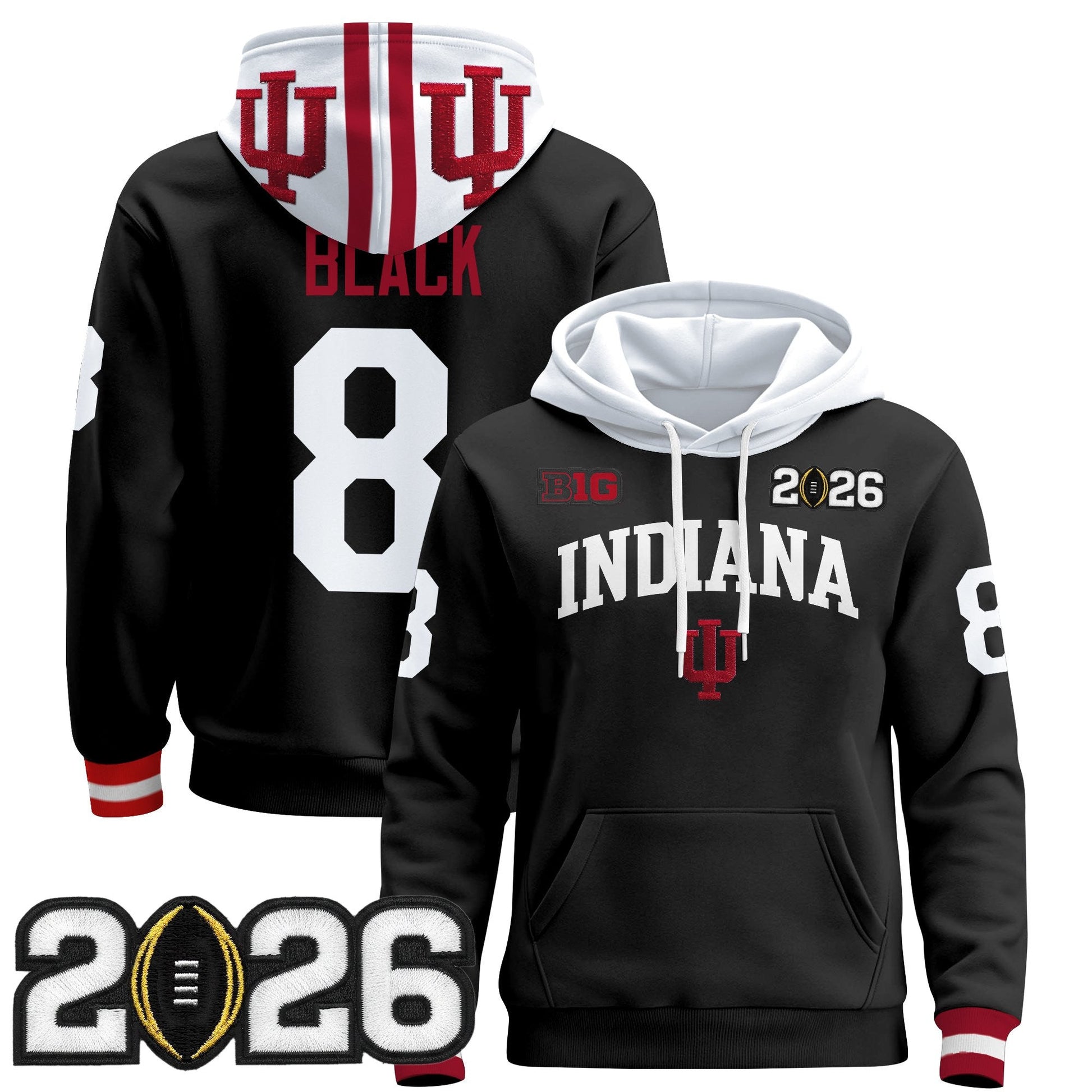 Men's Indiana Hoosiers 2026 CFP Final Patch Premium Pullover Hoodie - All Stitched
