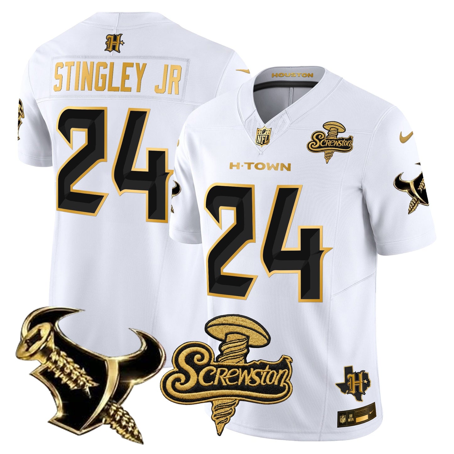 Houston Texans DJ Screw Gold Vapor Limited Jersey - Stitched