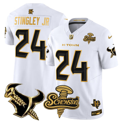 Houston Texans DJ Screw Gold Vapor Limited Jersey - Stitched