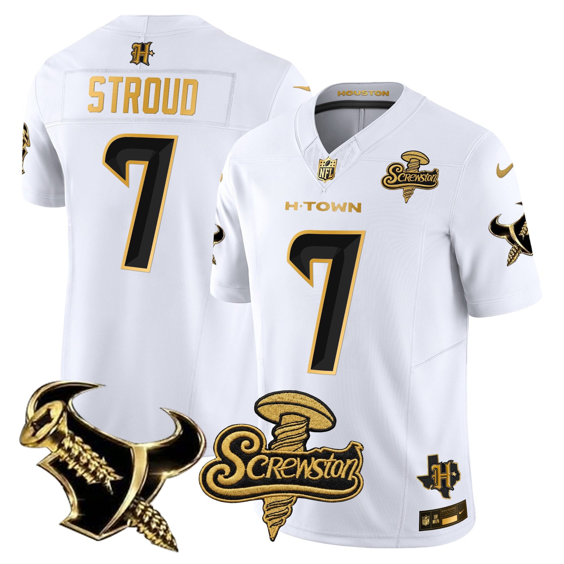 Houston Texans DJ Screw Gold Vapor Limited Jersey - Stitched