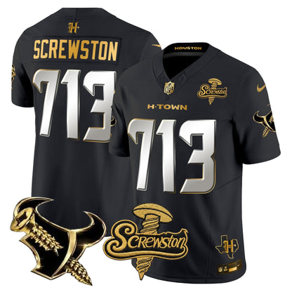 Houston Texans DJ Screw Gold Vapor Limited Jersey - Stitched
