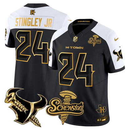 Houston Texans DJ Screw Gold Vapor Limited Jersey - Stitched