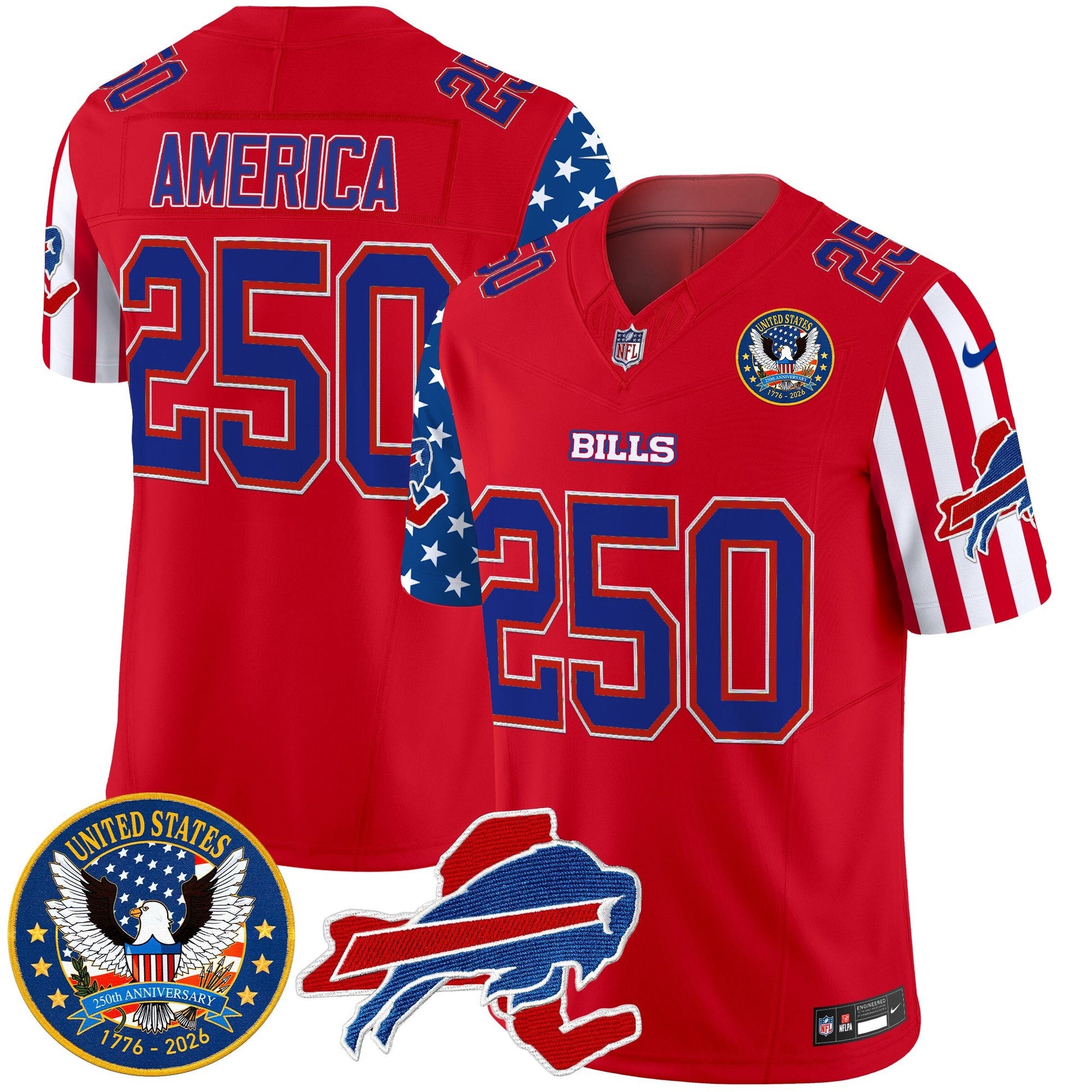 Men's Buffalo Bills "America250 Edition" Style Vapor Limited Jersey - All Stitched