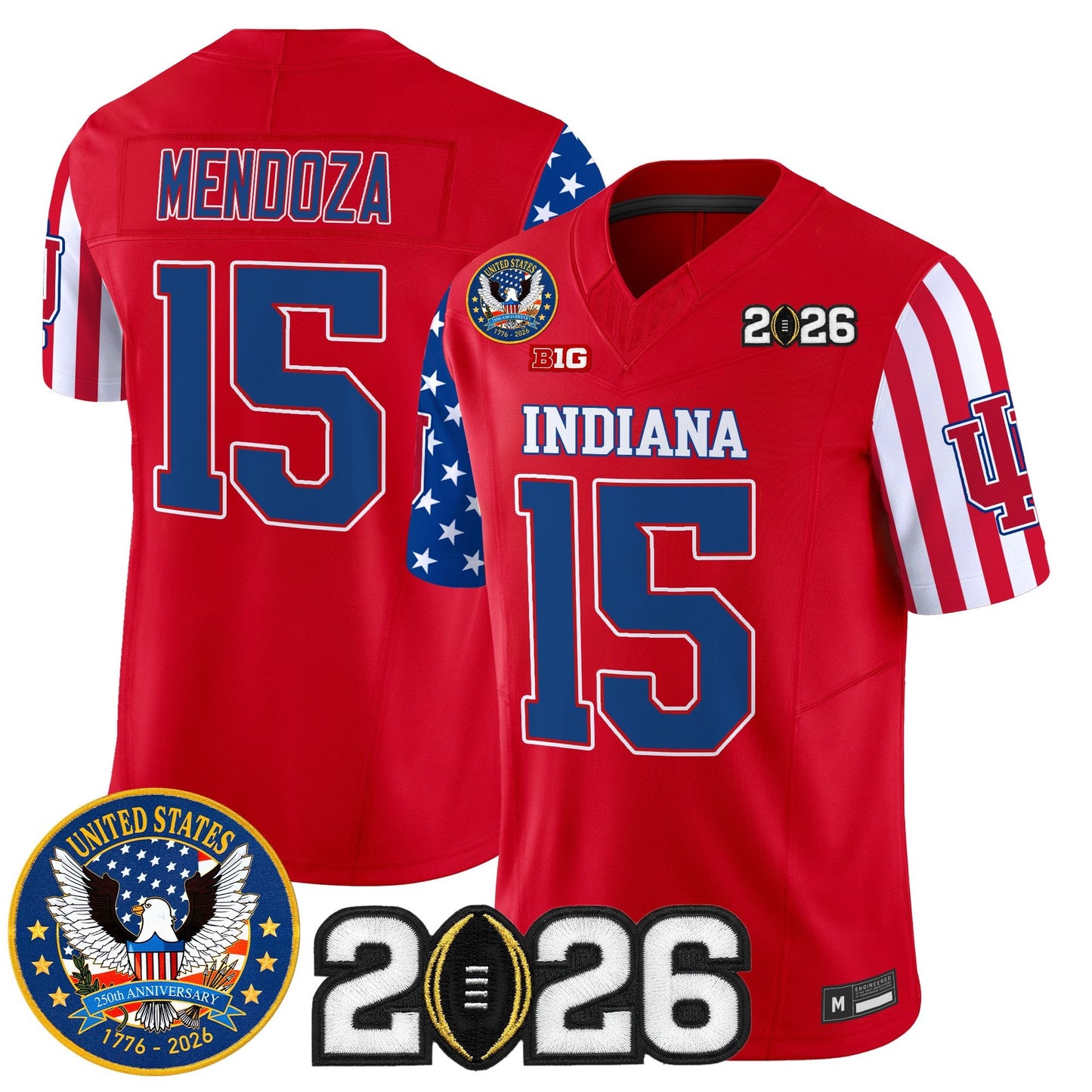 Men's Indiana Hoosiers "America250 Edition" Vapor Limited Jersey - 2026 CFP Final Patch - All Stitched
