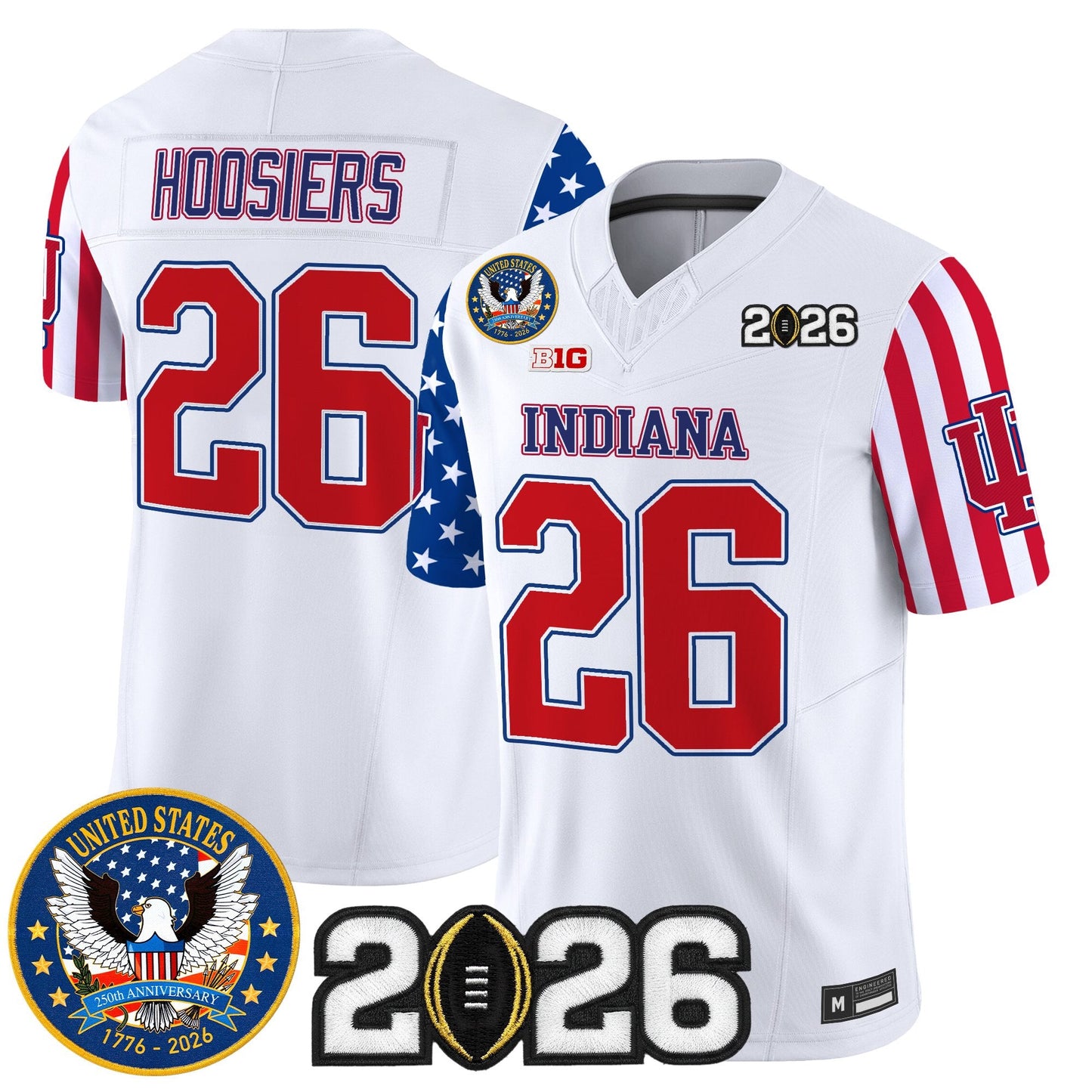 Men's Indiana Hoosiers "America250 Edition" Vapor Limited Jersey - 2026 CFP Final Patch - All Stitched