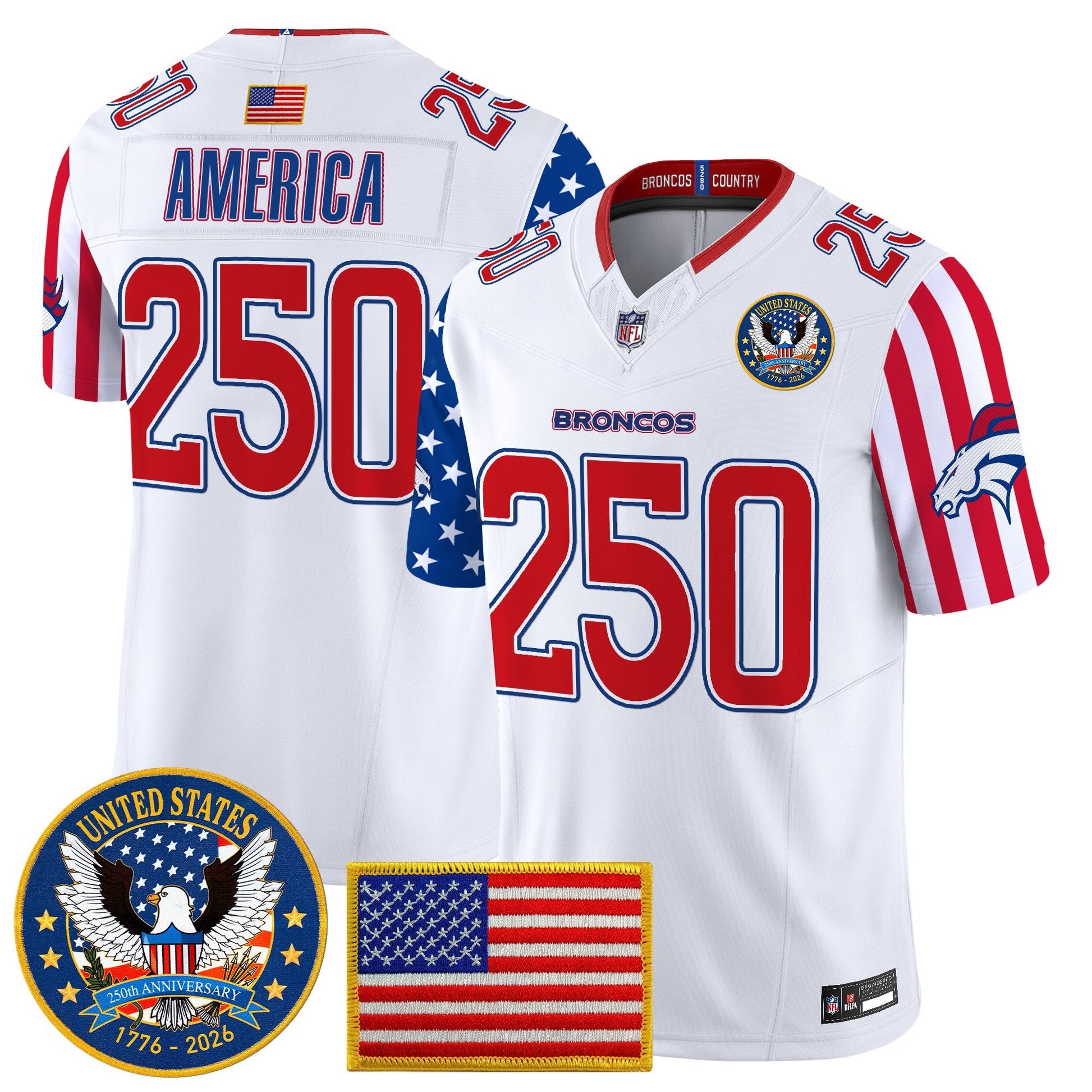 Men's Denver Broncos "America250 Edition" Vapor Limited Jersey V2 - All Stitched