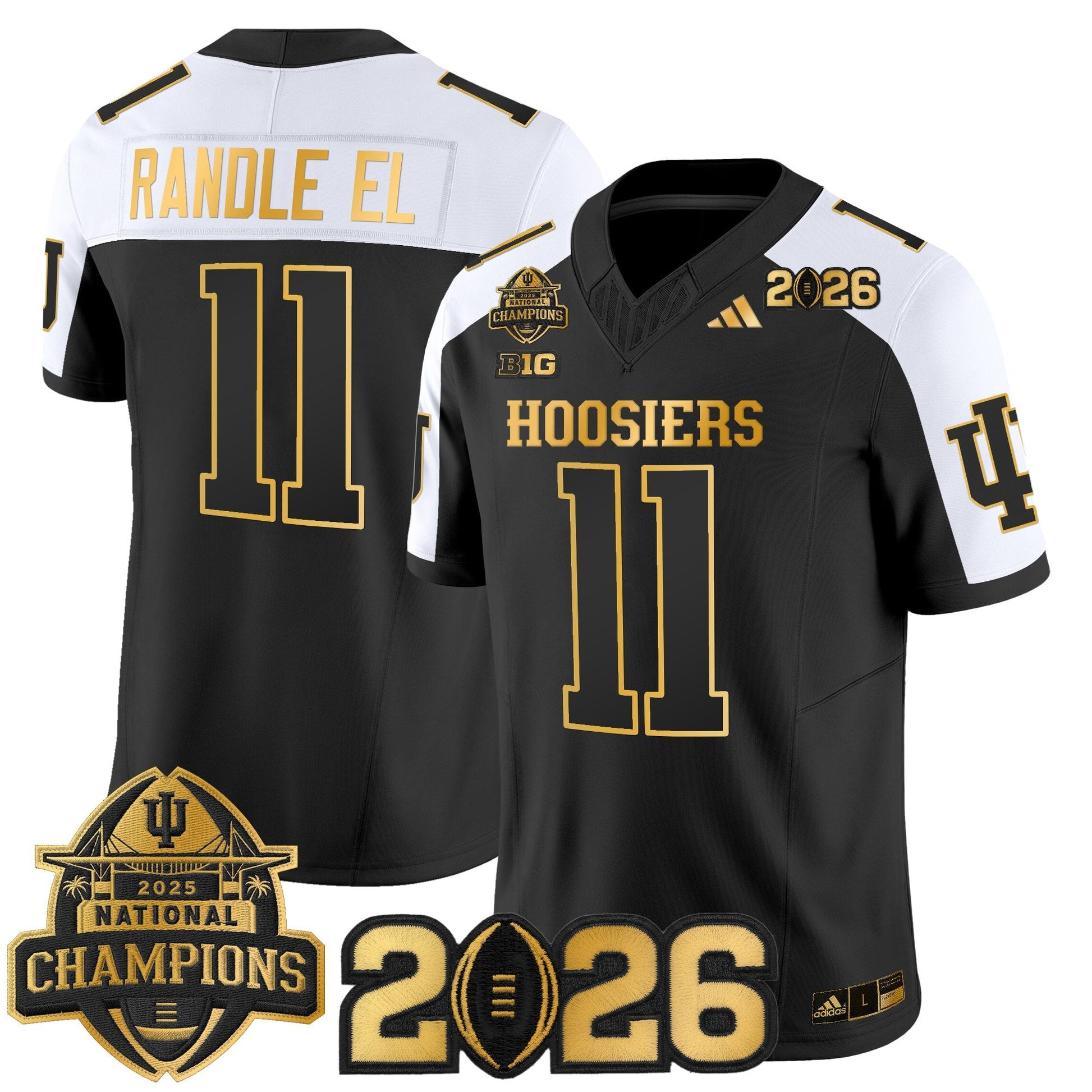 Men's Indiana Hoosiers 2025 National Champions & 2026 CFP Final Patch Gold Vapor Limited Jersey - All Stitched