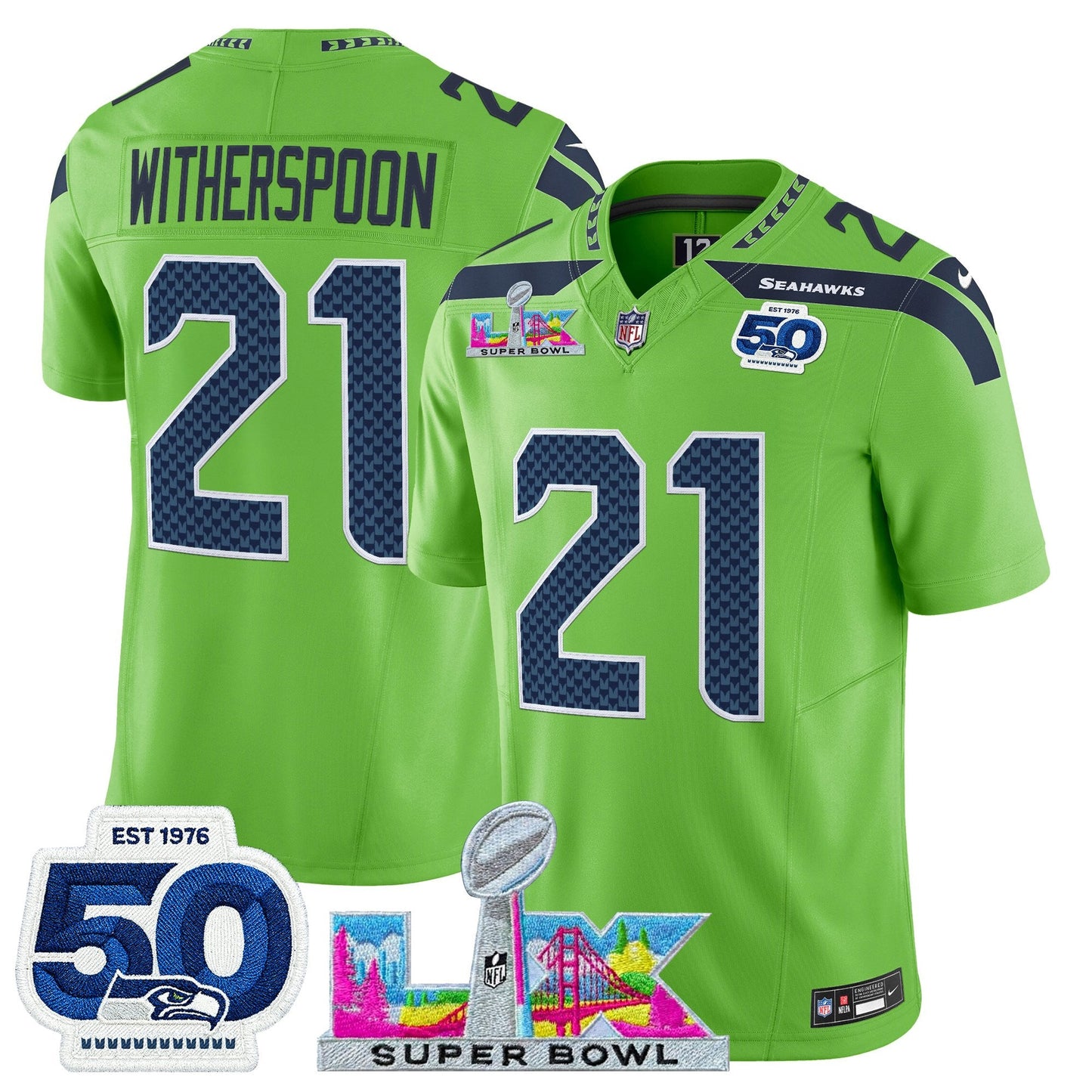 Men's Seattle Seahawks "Super Bowl LX & 50th Patch" Vapor Limited Jersey - All Stitched