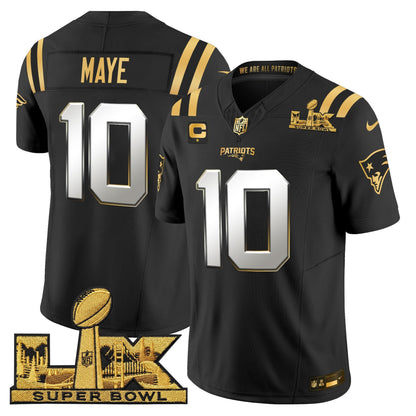 Men's New England Patriots Super Bowl LX Gold Vapor Limited Jersey - All Stitched