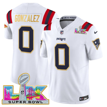 Men's New England Patriots Super Bowl LX Gold Trim Vapor Limited Jersey - All Stitched