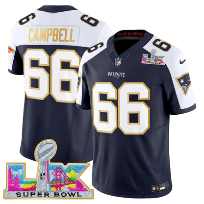 Men's New England Patriots Super Bowl LX Gold Trim Vapor Limited Jersey - All Stitched