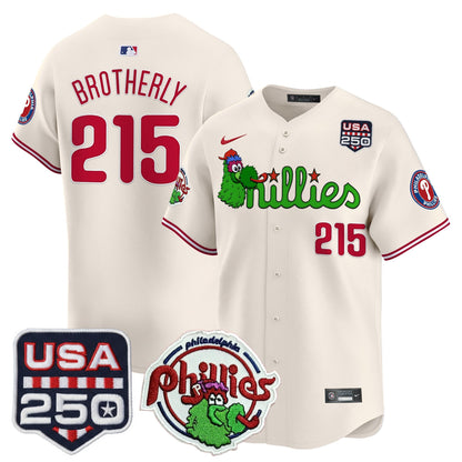 Men's Philadelphia Phillies Phanatic & 250America Patch Vapor Premier Limited Jersey - All Stitched