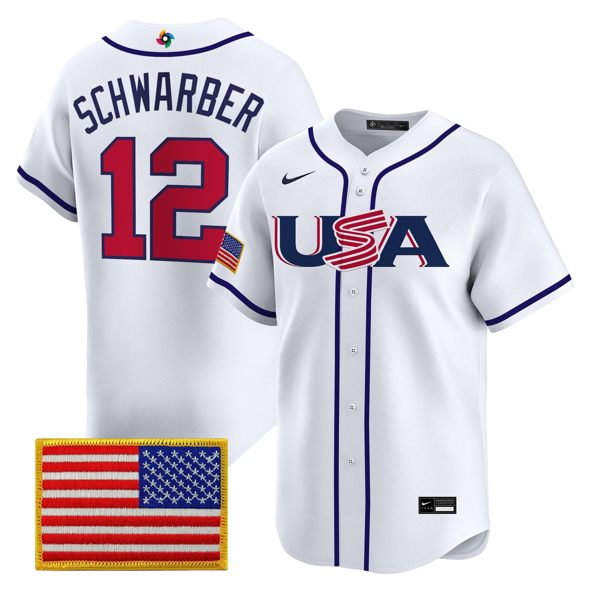 Men's Team USA World Baseball Classic Vapor Premier Jersey - 2026 Roster - All Stitched