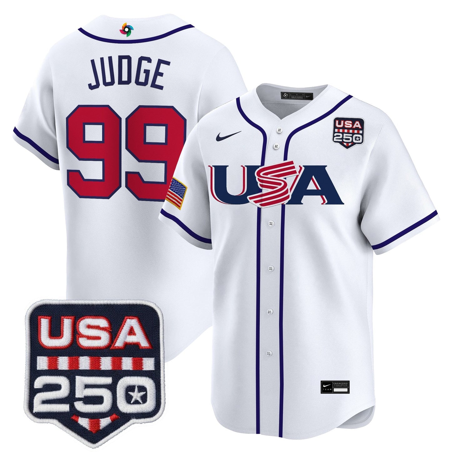 Men's Team USA World Baseball Classic 250America Patch Vapor Premier Jersey - 2026 Roster - All Stitched