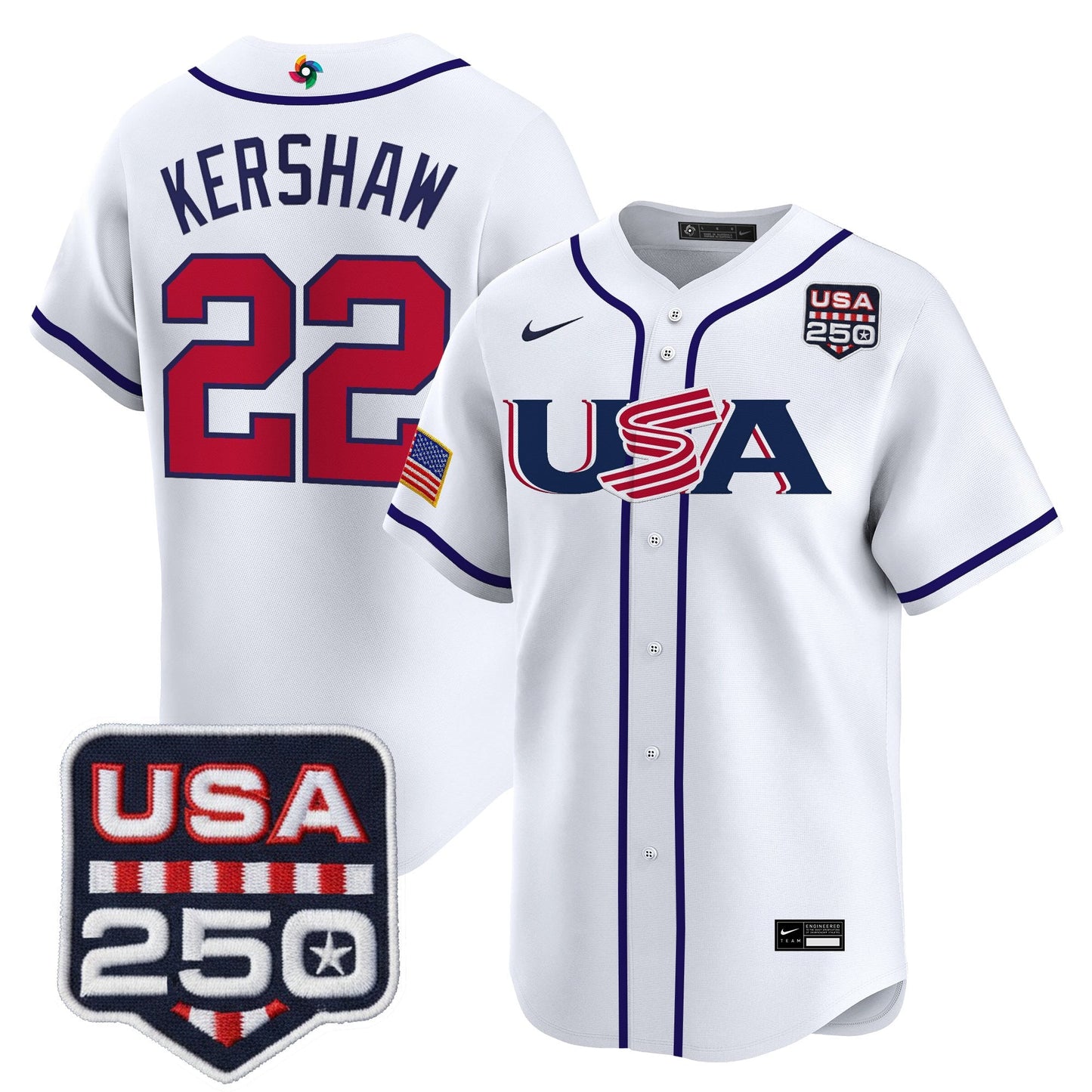 Men's Team USA World Baseball Classic 250America Patch Vapor Premier Jersey - 2026 Roster - All Stitched
