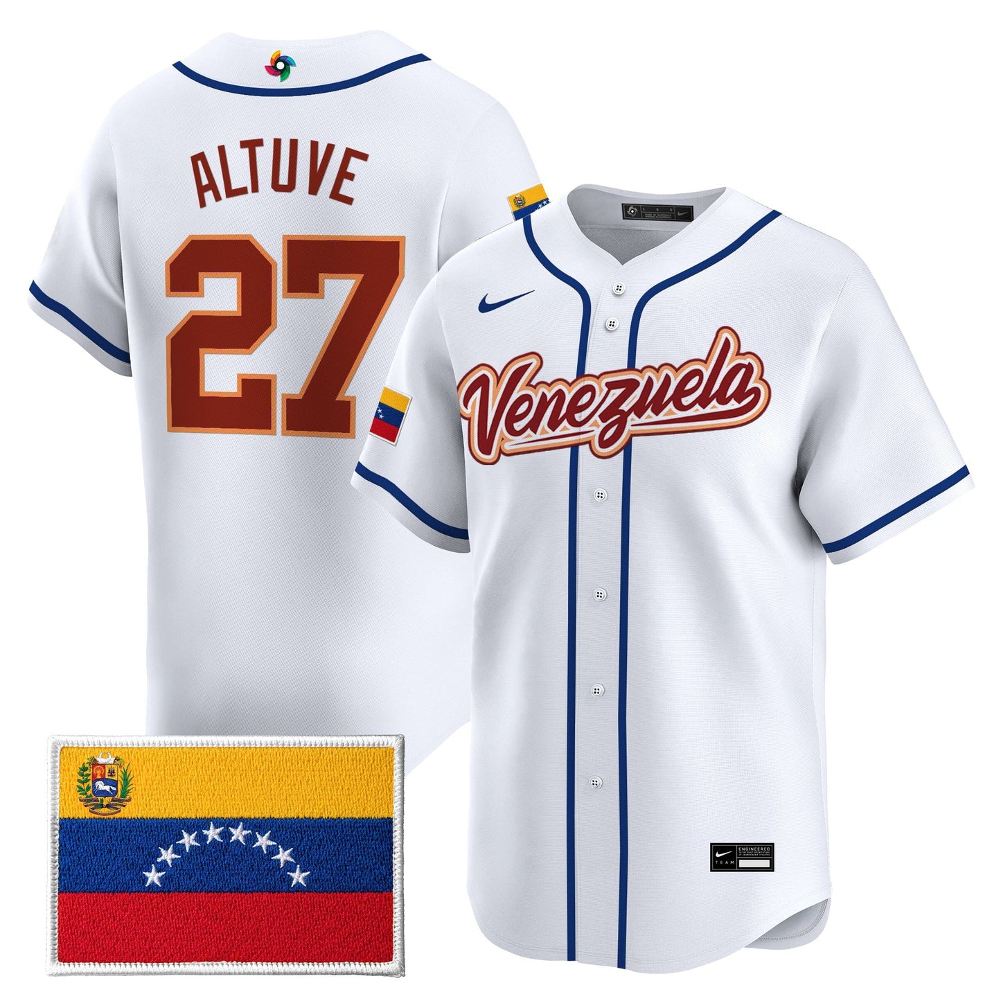 Men's Team Venezuela World Baseball Classic Vapor Premier Jersey - 2026 Roster - All Stitched