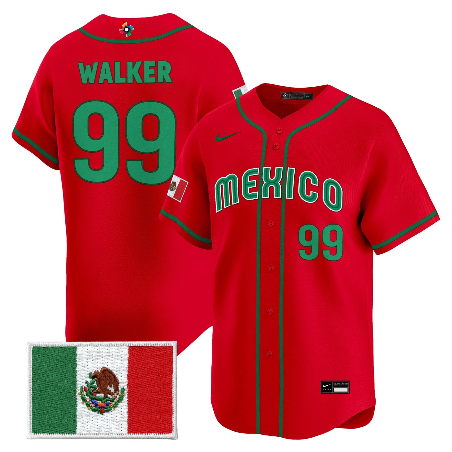 Men's Team Mexico World Baseball Classic Vapor Premier Jersey - 2026 Roster - All Stitched