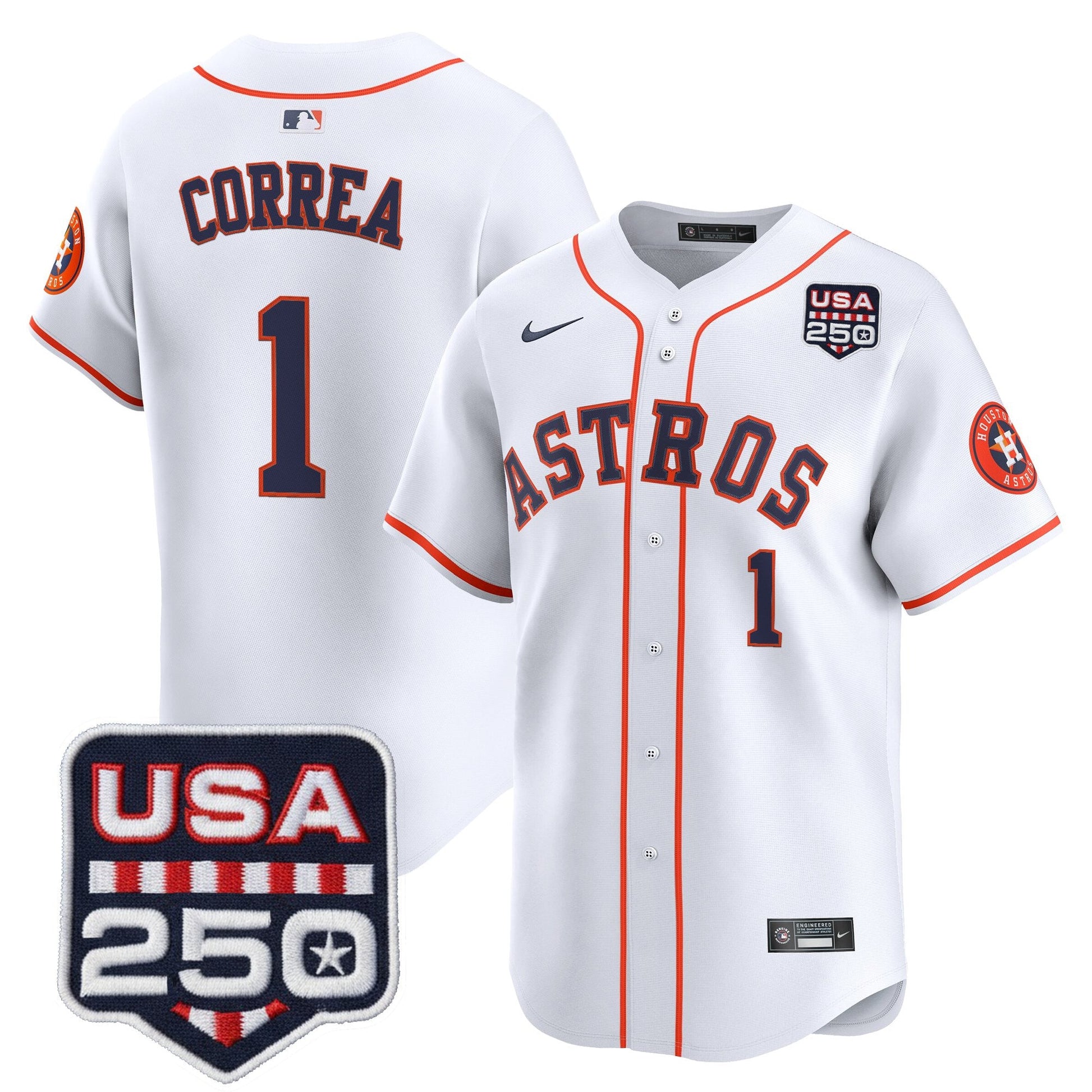 Men’s Houston Astros 250America Patch Vapor Premier Limited Jersey - All Stitched