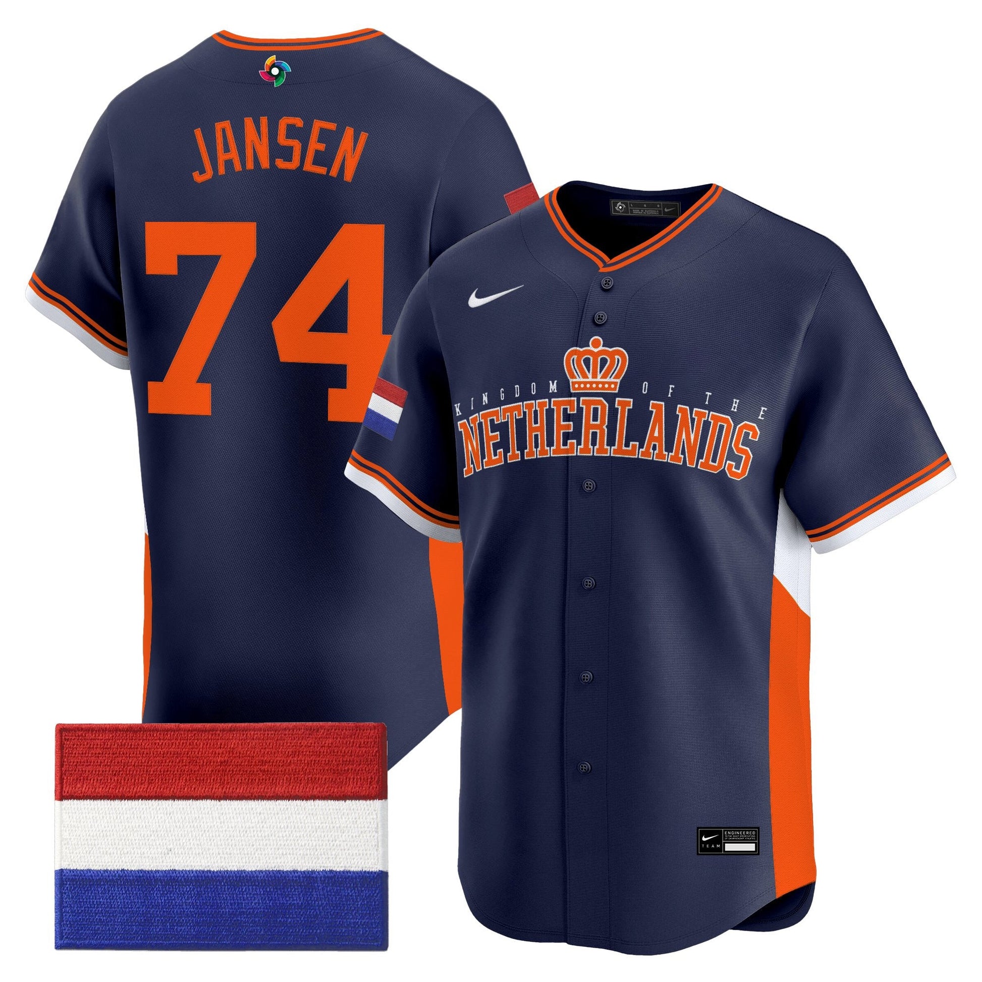 Men's Team Netherlands 2026 World Baseball Classic Vapor Premier Jersey - All Stitched
