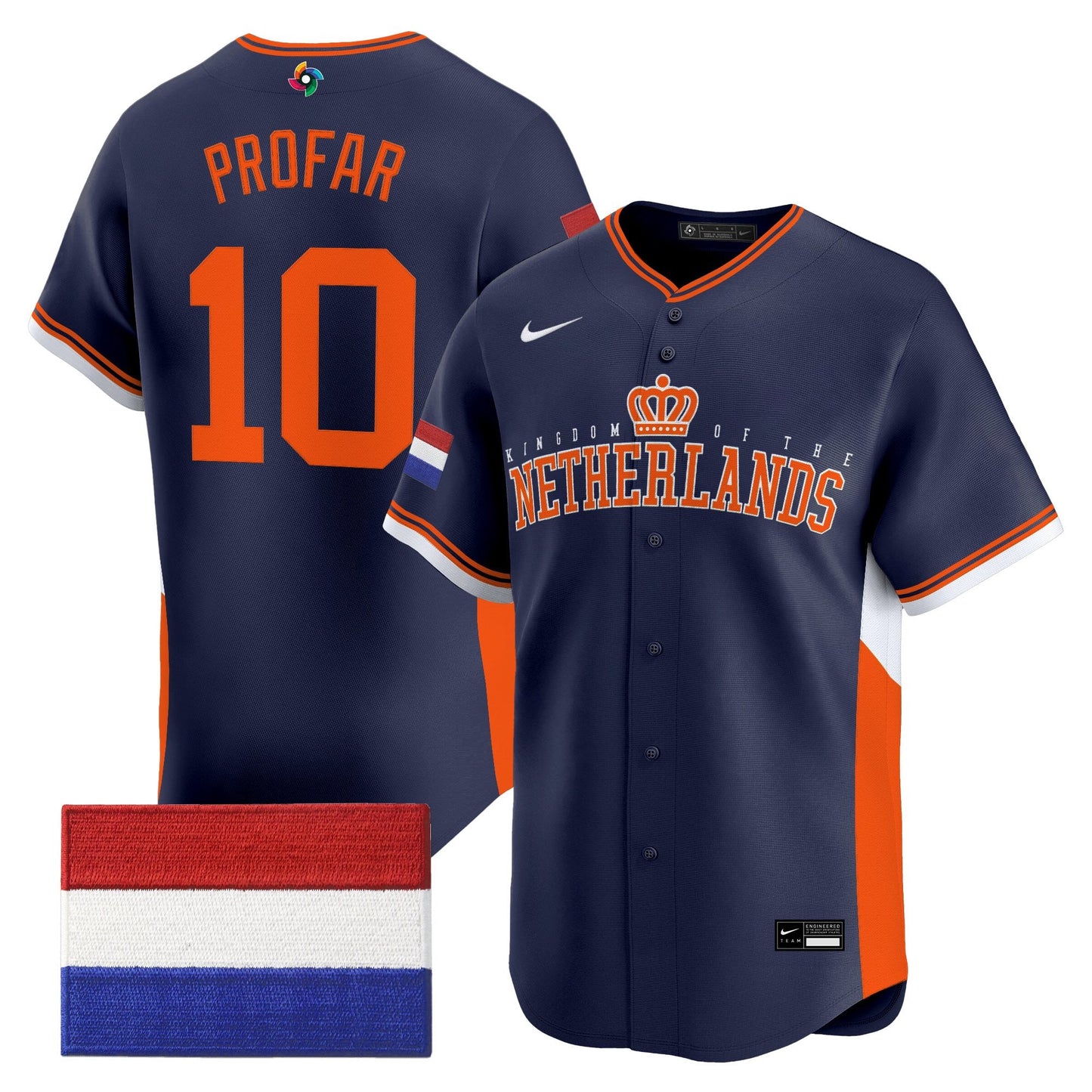 Men's Team Netherlands 2026 World Baseball Classic Vapor Premier Jersey - All Stitched