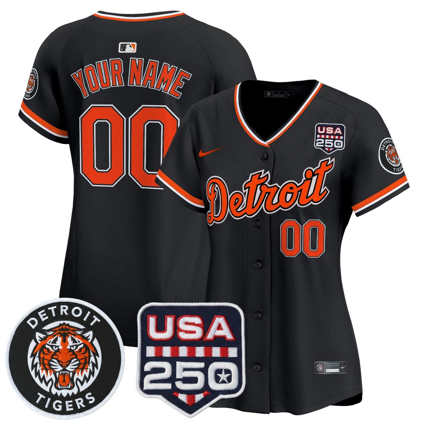 Detroit Tigers 2026 Alternate Vapor Premier Limited Custom Jersey - 250America Patch - All Stitched