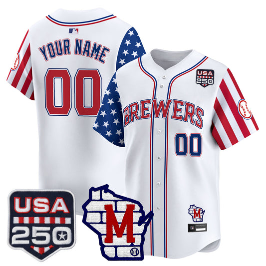 Milwaukee Brewers "America250 Edition" Vapor Premier Limited Custom Jersey - All Stitched
