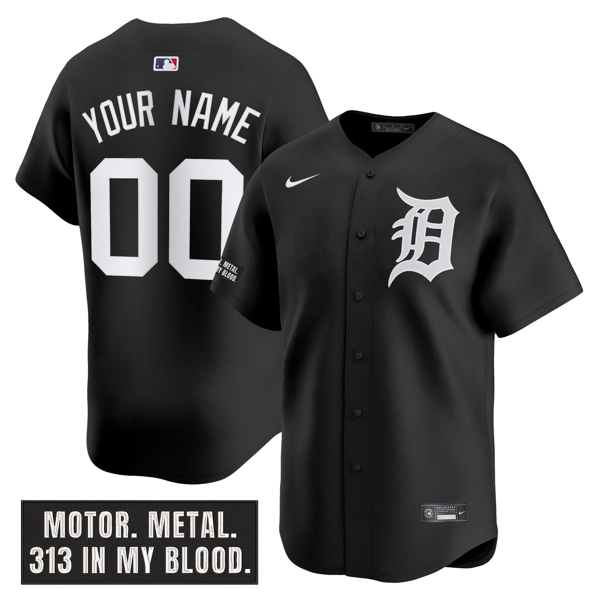 Detroit Tigers 'Motor Gothic Edition' Vapor Premier Limited Custom Jersey - All Stitched