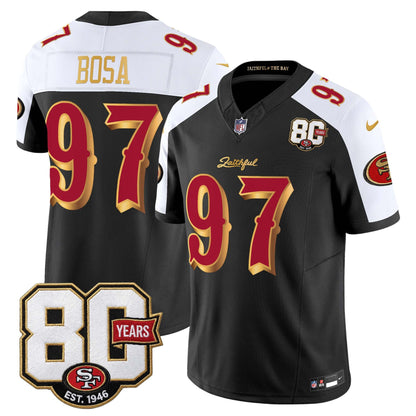  San Francisco 49ers 80th Anniversary Patch Vapor Limited Jersey - Rivalries Edition - Stitched