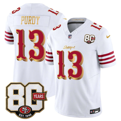  San Francisco 49ers 80th Anniversary Patch Vapor Limited Jersey - Rivalries Edition - Stitched