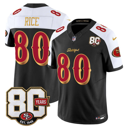  San Francisco 49ers 80th Anniversary Patch Vapor Limited Jersey - Rivalries Edition - Stitched