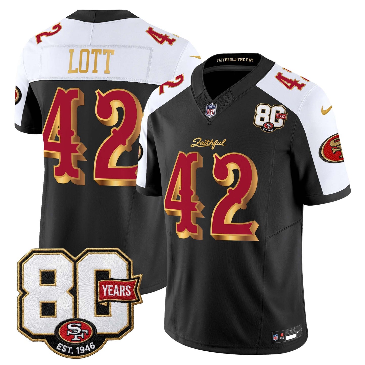  San Francisco 49ers 80th Anniversary Patch Vapor Limited Jersey - Rivalries Edition - Stitched