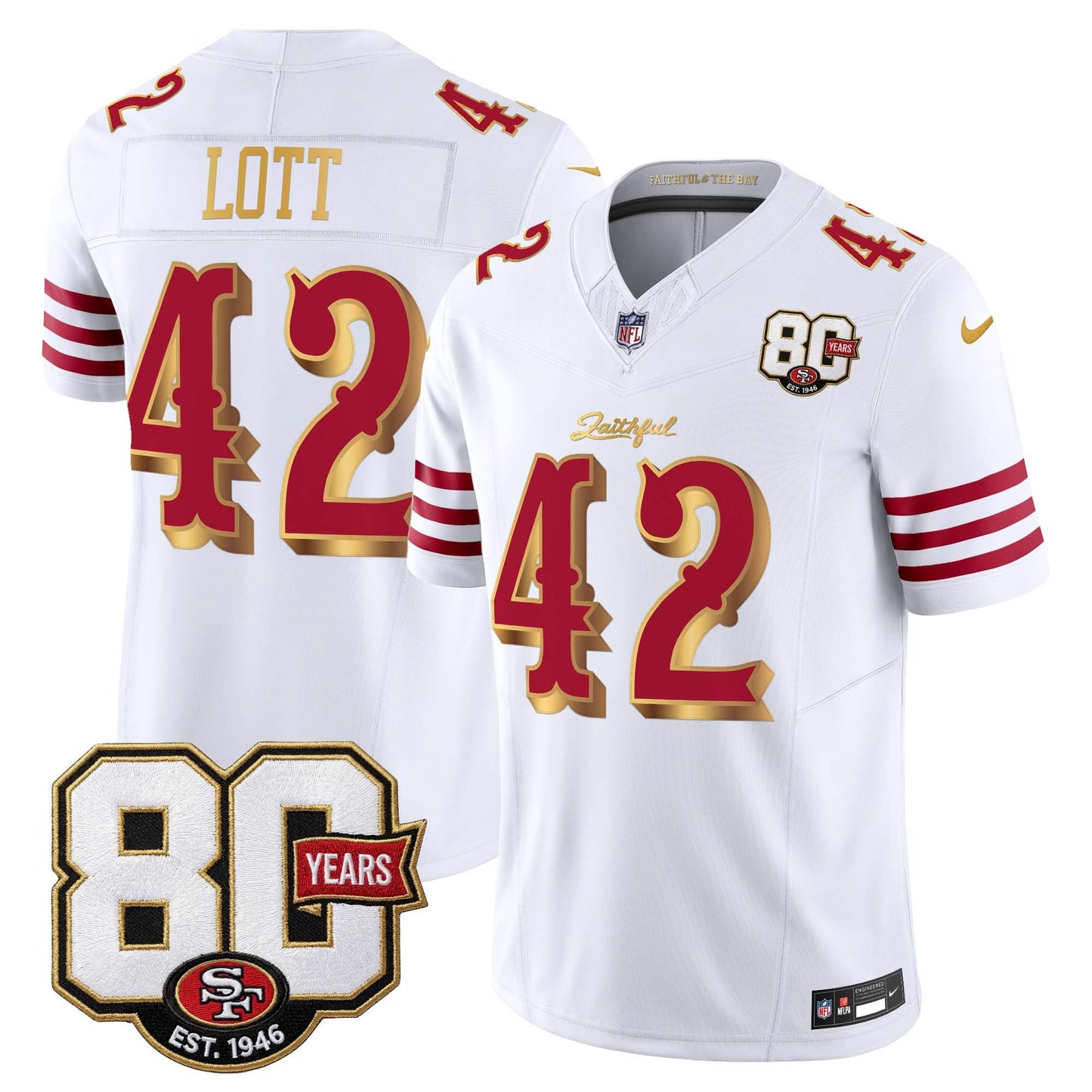  San Francisco 49ers 80th Anniversary Patch Vapor Limited Jersey - Rivalries Edition - Stitched