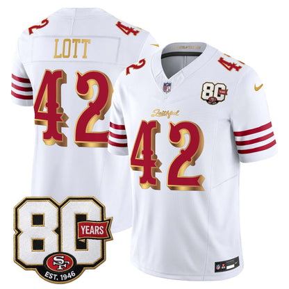  San Francisco 49ers 80th Anniversary Patch Vapor Limited Jersey - Rivalries Edition - Stitched
