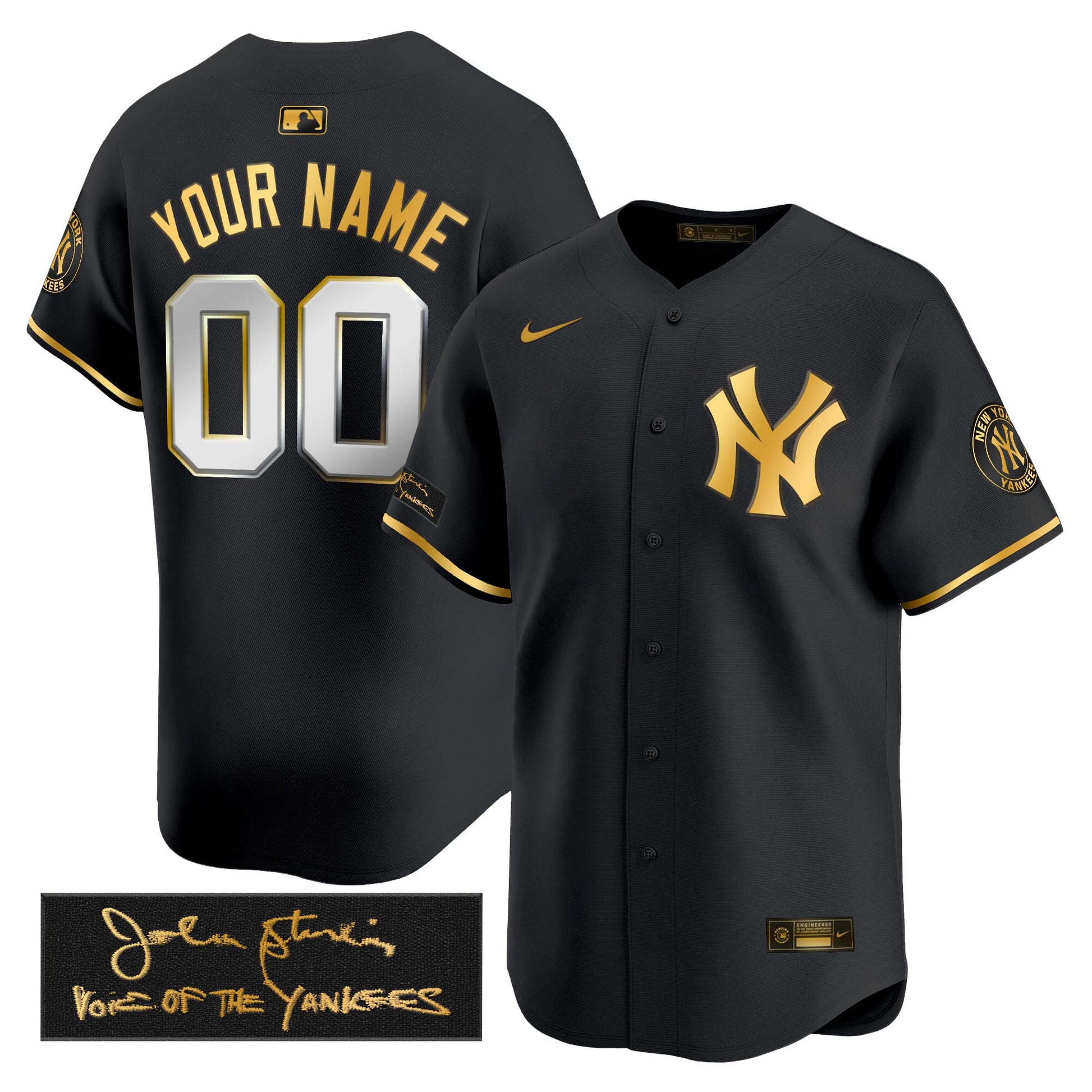 New York Yankees John Sterling "The Voice of the Yankees" Tribute Patch Vapor Premier Limited Custom Jersey - Stitched
