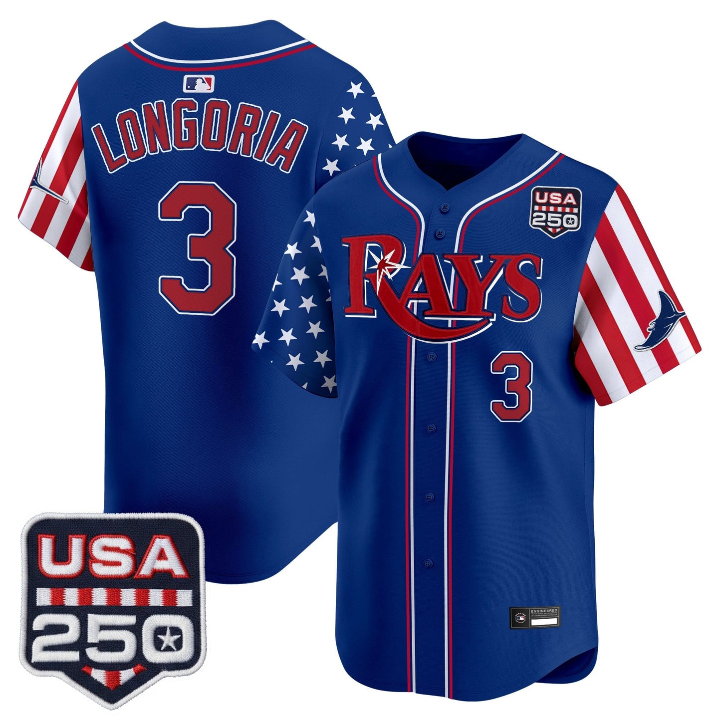 Tampa Bay Rays "America 250 Edition" Vapor Premier Limited Jersey - All Stitched