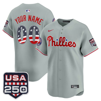 Philadelphia Phillies USA 250 Fourth of July Vapor Premier Limited Custom Jersey - All Stitched
