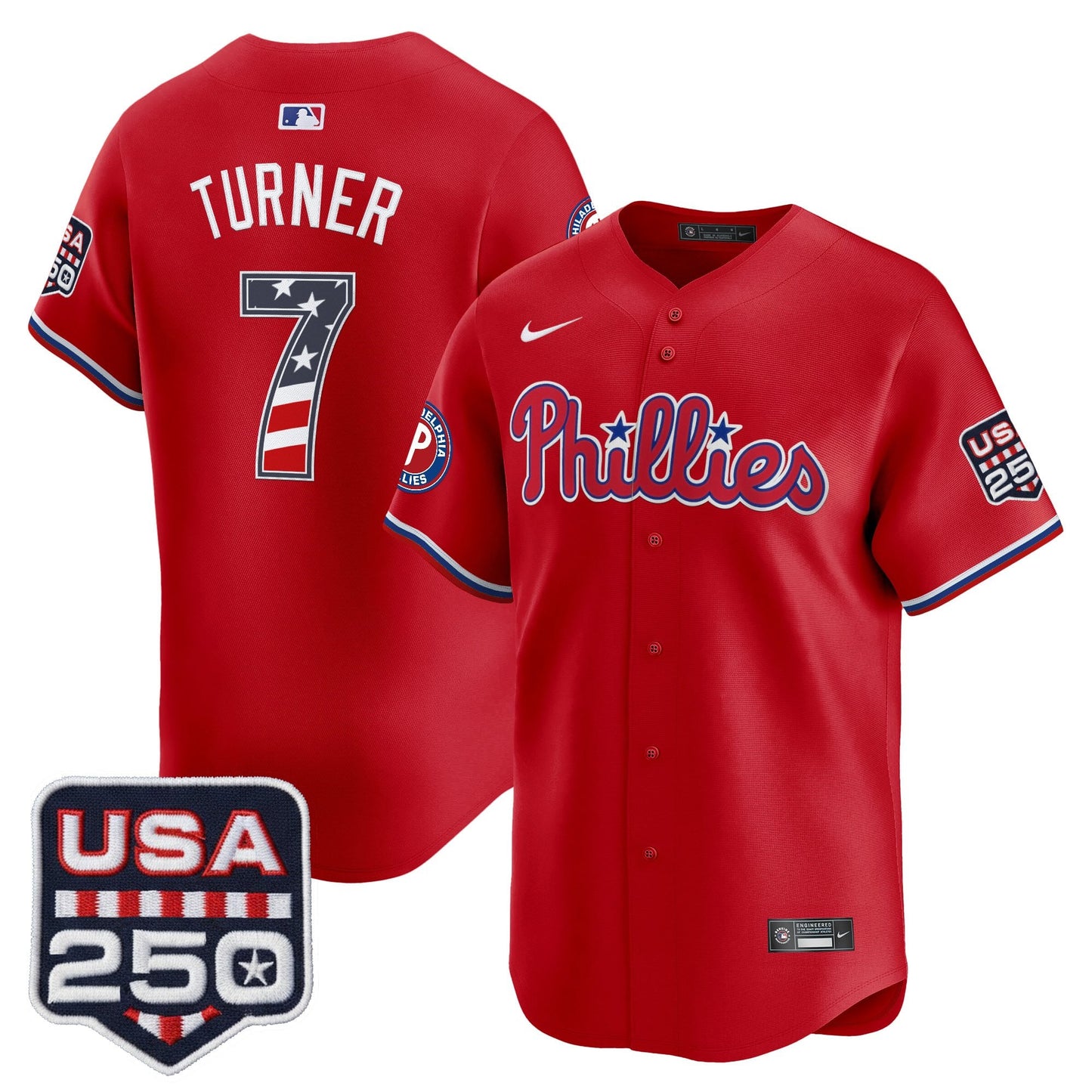 Philadelphia Phillies USA 250 Fourth of July Vapor Premier Limited Jersey - All Stitched