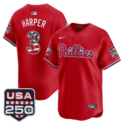 Philadelphia Phillies USA 250 Fourth of July Vapor Premier Limited Jersey - All Stitched