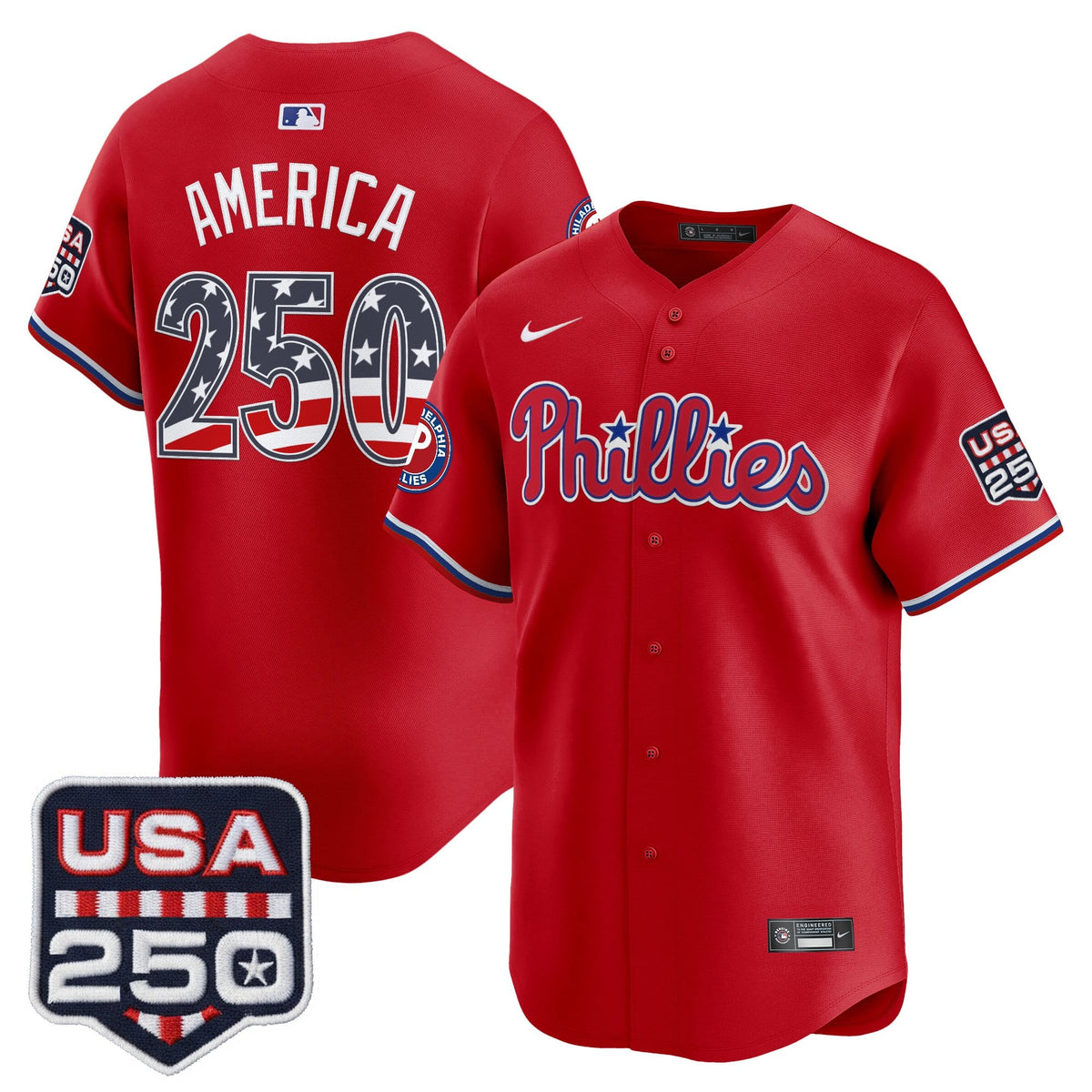 Philadelphia Phillies USA 250 Fourth of July Vapor Premier Limited Jersey - All Stitched