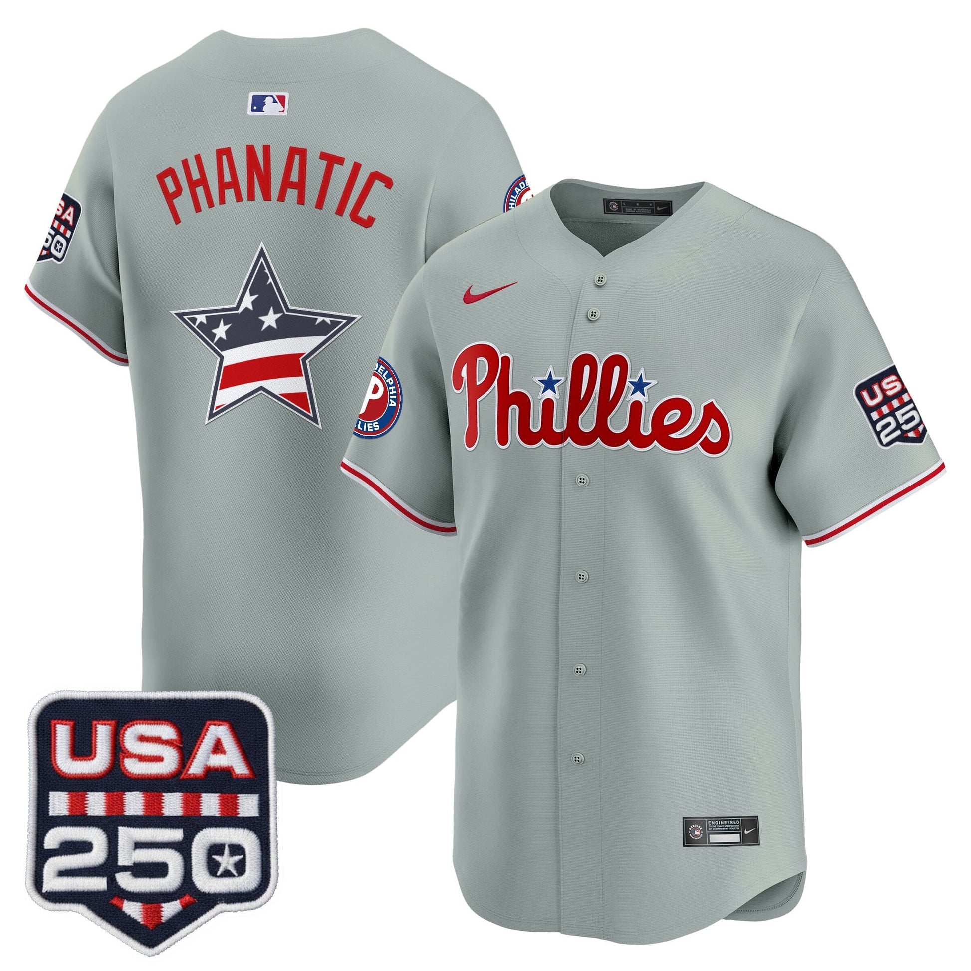 Philadelphia Phillies USA 250 Fourth of July Vapor Premier Limited Jersey - All Stitched