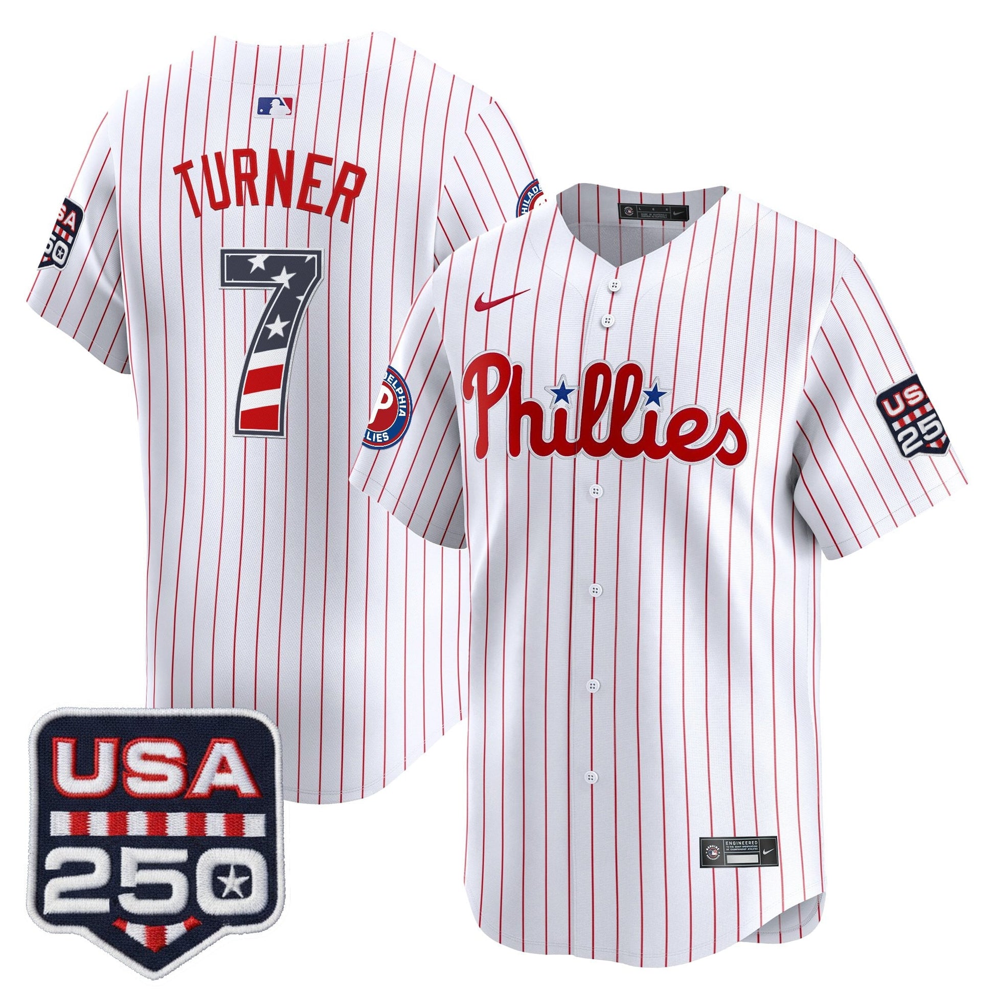 Philadelphia Phillies USA 250 Fourth of July Vapor Premier Limited Jersey - All Stitched