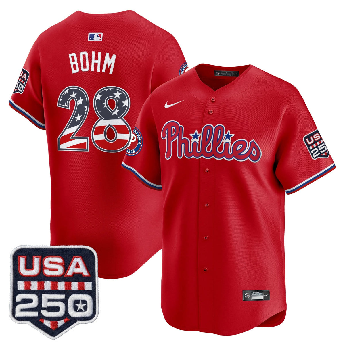 Philadelphia Phillies USA 250 Fourth of July Vapor Premier Limited Jersey - All Stitched