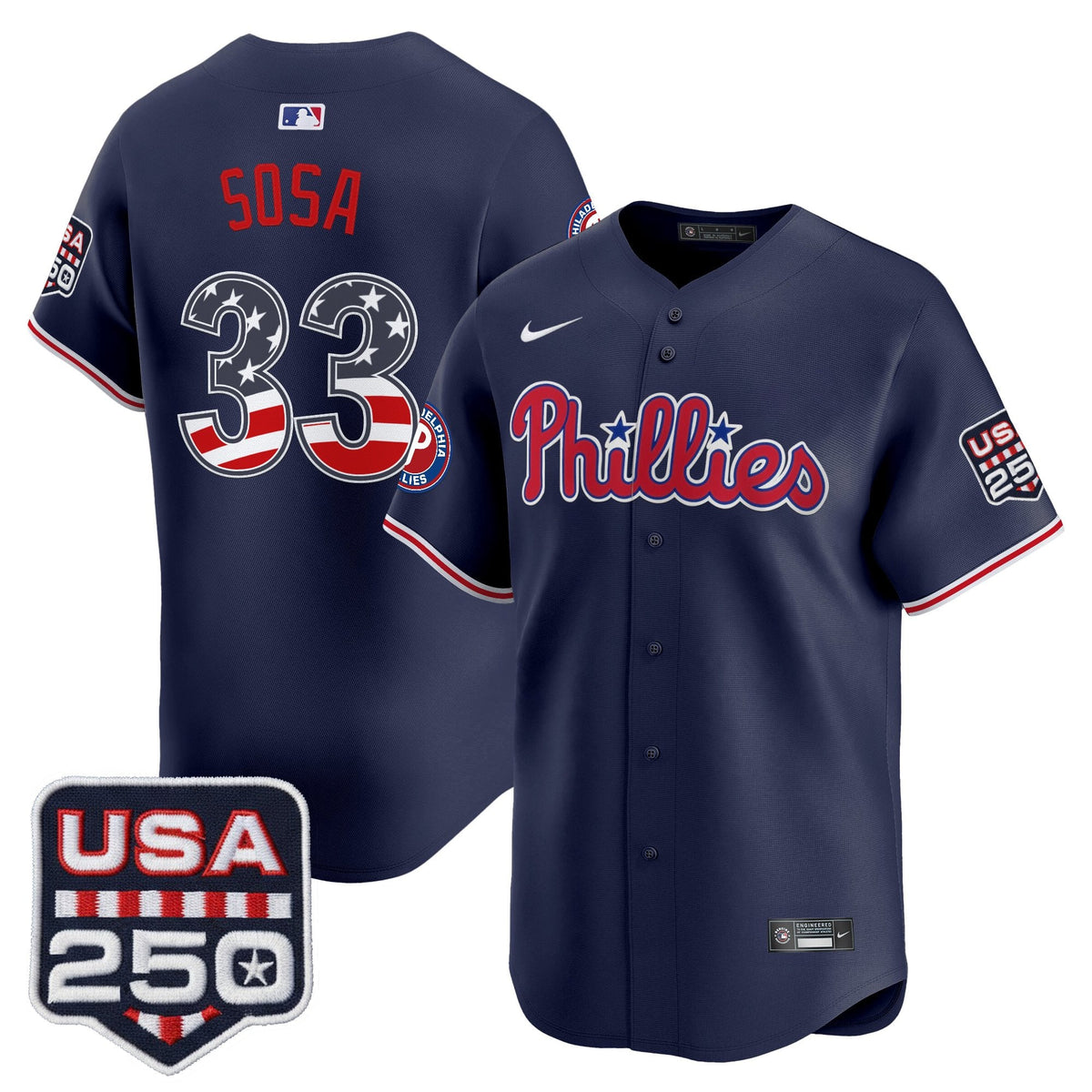 Philadelphia Phillies USA 250 Fourth of July Vapor Premier Limited Jersey - All Stitched