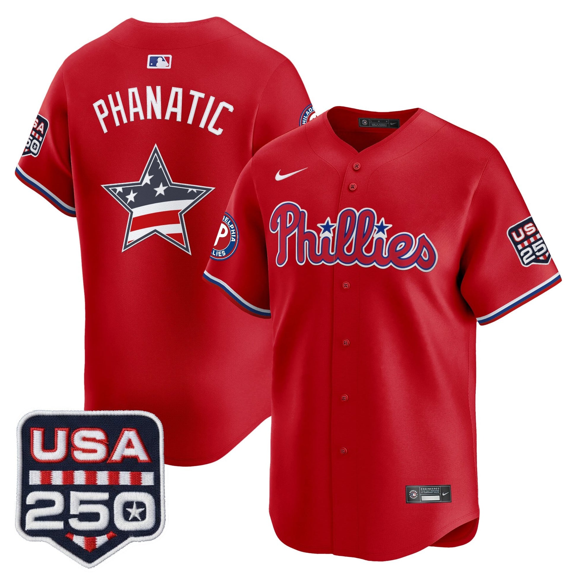 Philadelphia Phillies USA 250 Fourth of July Vapor Premier Limited Jersey - All Stitched