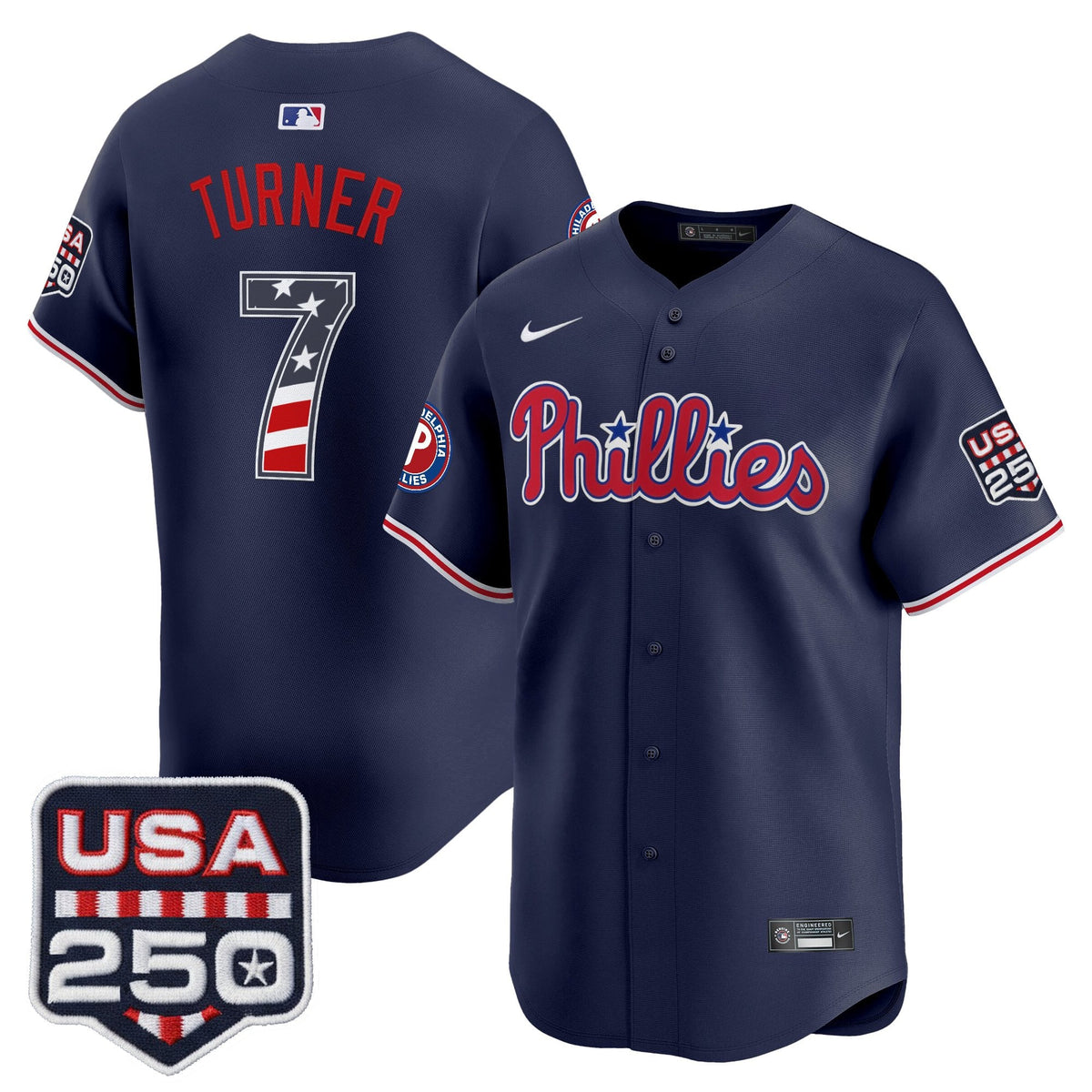 Philadelphia Phillies USA 250 Fourth of July Vapor Premier Limited Jersey - All Stitched