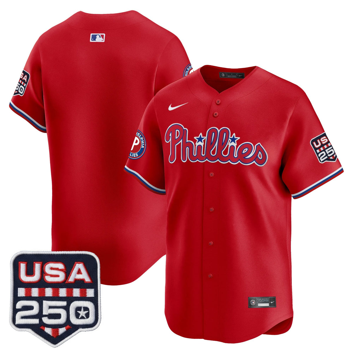 Philadelphia Phillies USA 250 Fourth of July Vapor Premier Limited Jersey - All Stitched
