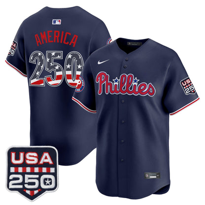 Philadelphia Phillies USA 250 Fourth of July Vapor Premier Limited Jersey - All Stitched
