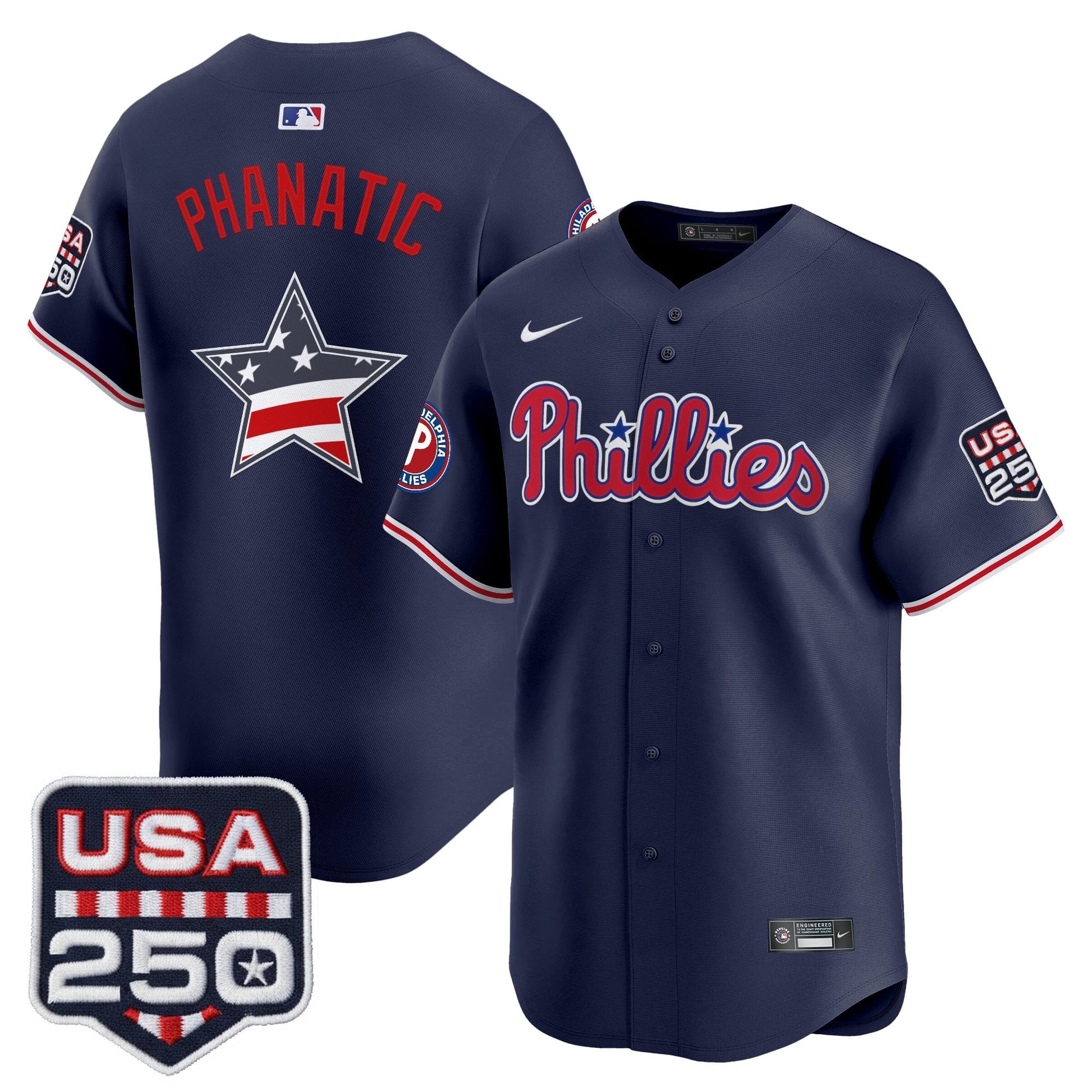 Philadelphia Phillies USA 250 Fourth of July Vapor Premier Limited Jersey - All Stitched