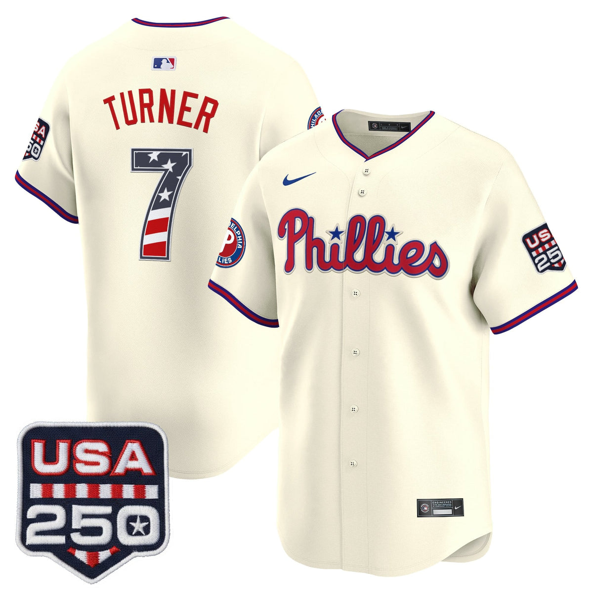 Philadelphia Phillies USA 250 Fourth of July Vapor Premier Limited Jersey - All Stitched